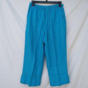 Erin London Blue Silk Linen Capris - Small